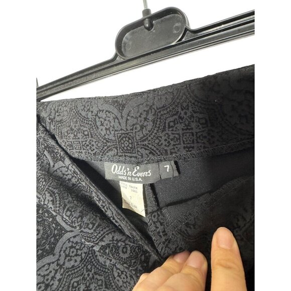Vintage Odds N Evens Black Brocade Flare Pants Made In USA Womens Size 7 - Picture 3 of 4